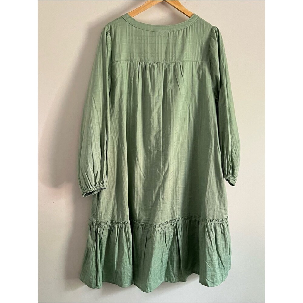 Lane Bryant NWOT Plus Size 16 Split-Neck 100% Cotton Long Sleeve Pintuck Dress - Picture 8 of 8